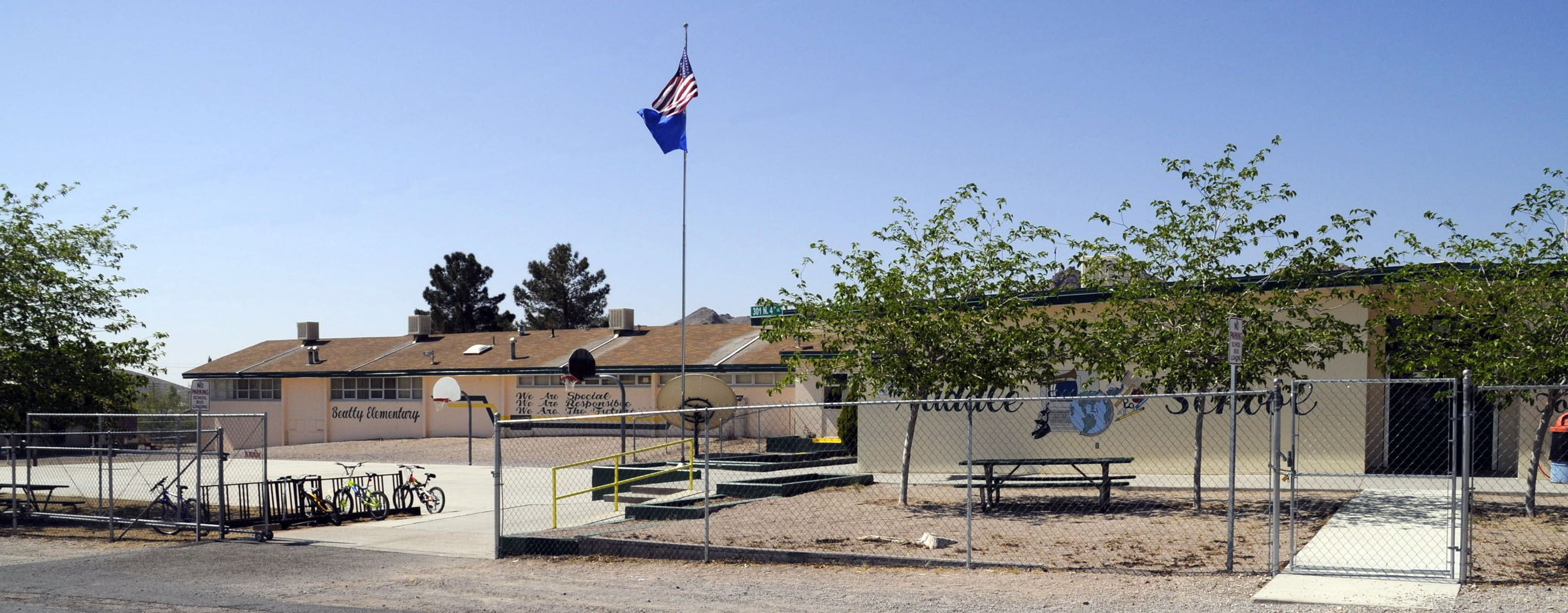 The Beatty elementary and middle school building